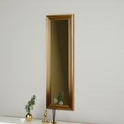 Espelho de cômoda elegante com moldura laminada dourada brilhante, 30 x 90 cm | 100% MDF, espelho ecológico Flotal-E | Montável na parede, decoração elegante para casa
