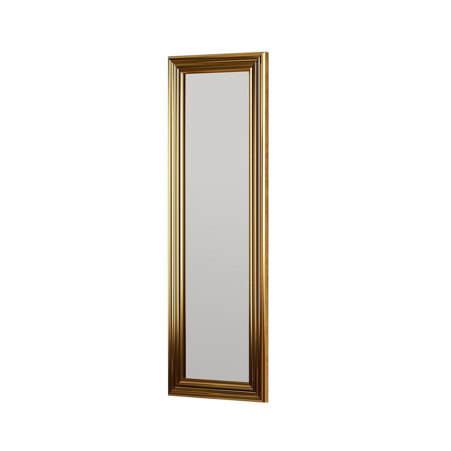 Espelho de cômoda elegante com moldura laminada dourada brilhante, 30 x 90 cm | 100% MDF, espelho ecológico Flotal-E | Montável na parede, decoração elegante para casa