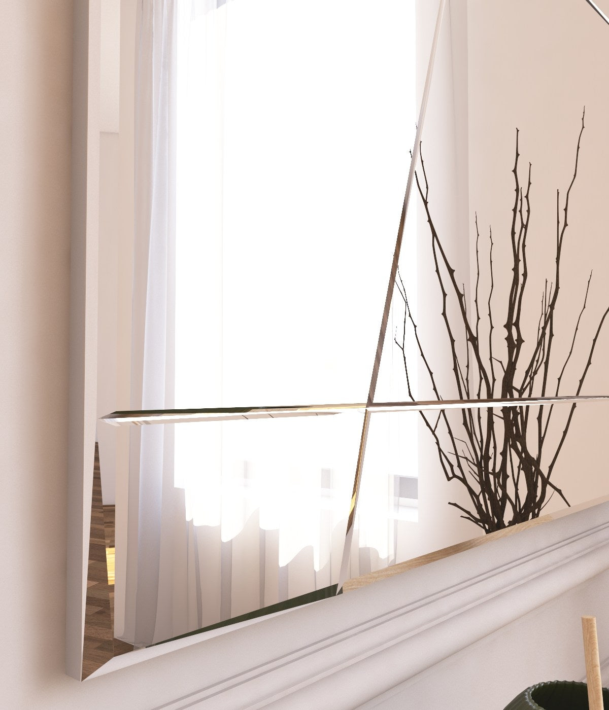 Espelho de cômoda elegante, 50 x 75 cm, branco | 100% MDF, Flotal-E ecológico | Design de parede, perfeito para quartos e closets modernos