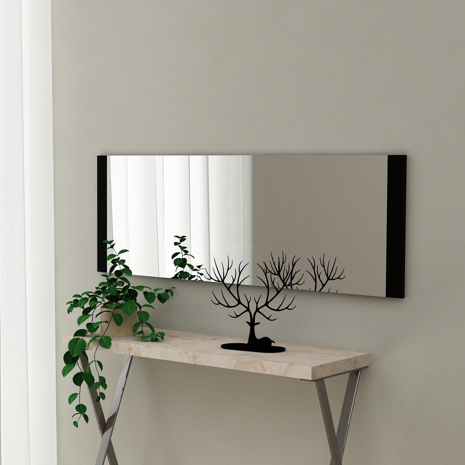 Espelho de parede elegante preto, 40 x 120 cm | 100% MDF com acabamento ecológico Flotal-E | Design elegante de vidro para espaços modernos