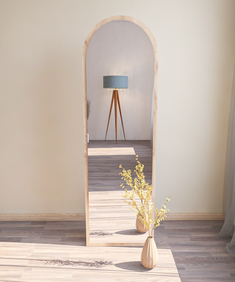 Espelho de parede elegante, 50 x 160 cm, 100% MDF, design ecológico Flotal-E, cor natural | Perfeito para decoração de casa e espaços modernos
