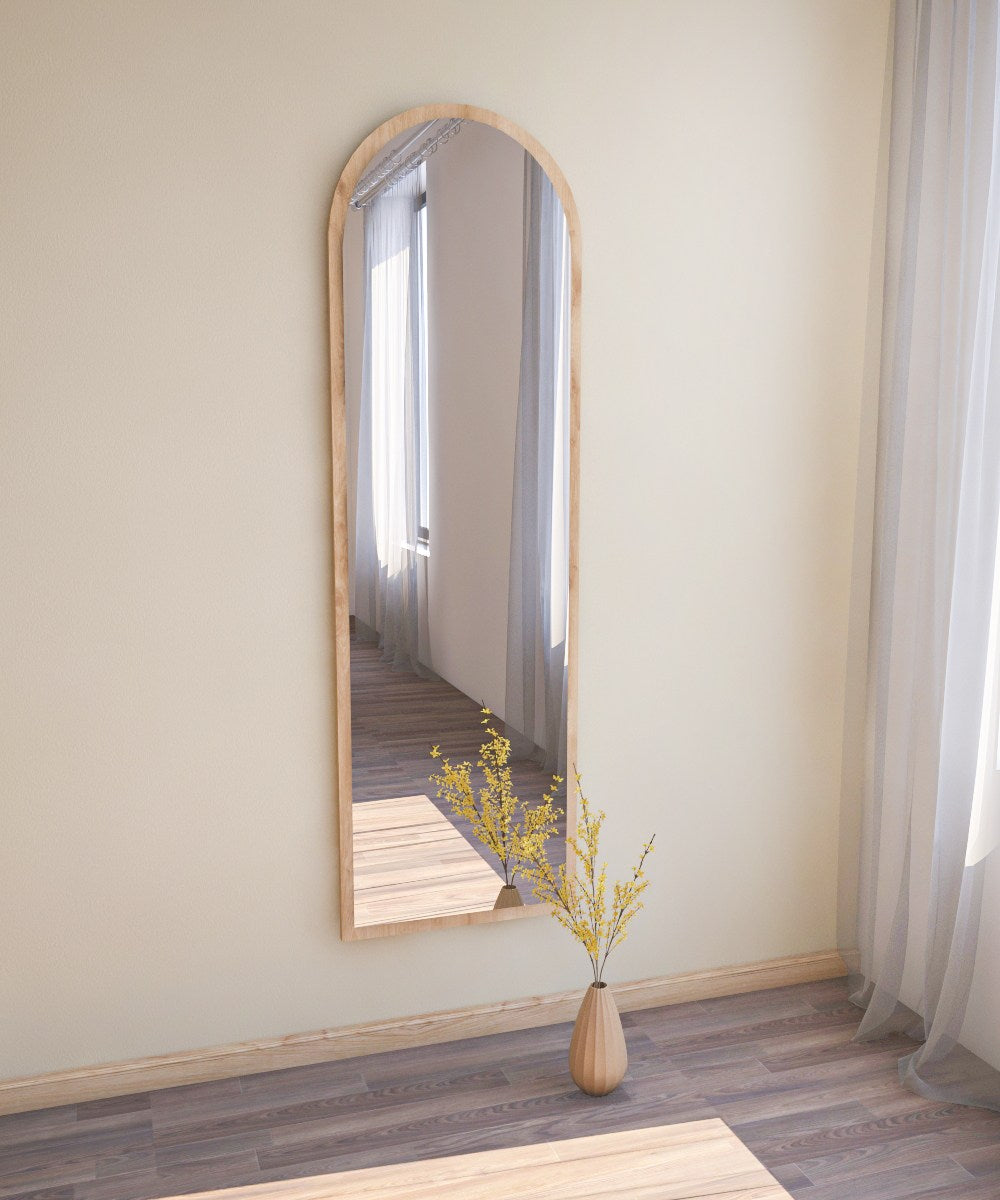 Espelho de parede elegante, 50 x 160 cm, 100% MDF, design ecológico Flotal-E, cor natural | Perfeito para decoração de casa e espaços modernos