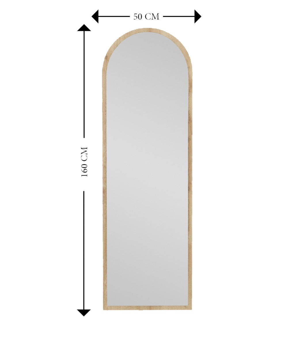 Espelho de parede elegante, 50 x 160 cm, 100% MDF, design ecológico Flotal-E, cor natural | Perfeito para decoração de casa e espaços modernos