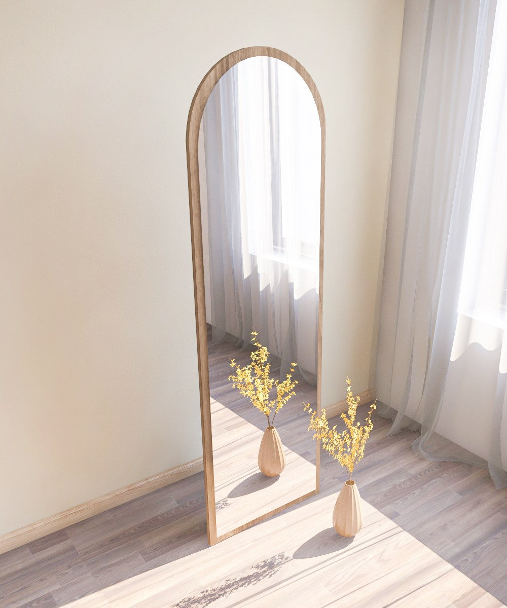 Espelho de parede elegante em nogueira, 50 x 160 x 2,2 cm | 100% MDF, Flotal-E ecológico | Decoração elegante para casa, perfeito para sala de estar e hall de entrada