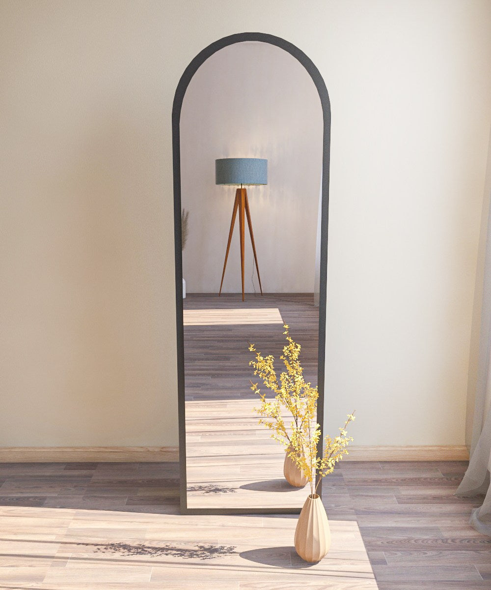 Espelho de parede elegante preto, 50 x 160 cm | 100% MDF, design ecológico Flotal-E | Perfeito para decoração moderna e espaços elegantes
