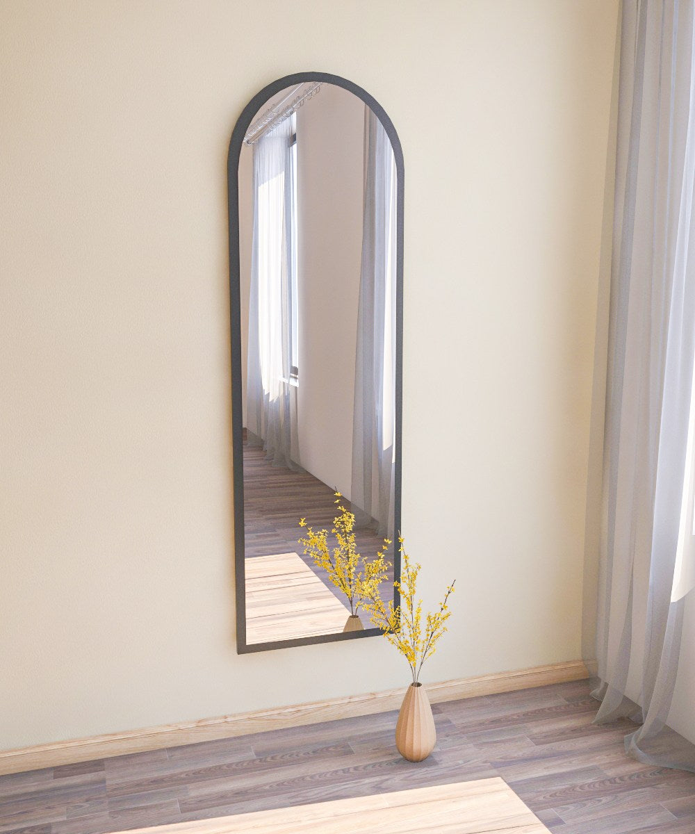 Espelho de parede elegante preto, 50 x 160 cm | 100% MDF, design ecológico Flotal-E | Perfeito para decoração moderna e espaços elegantes