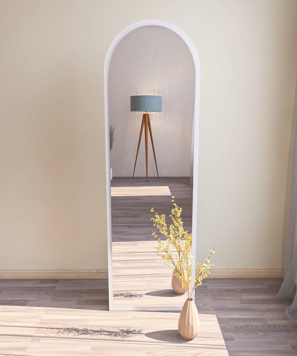 Espelho de parede elegante, 50 x 160 cm, 100% MDF, design ecológico Flotal-E, acabamento branco elegante | Perfeito para decoração e espaços modernos