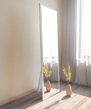 Espelho de chão elegante, 50 cm x 160 cm, 100% MDF, Flotal-E ecológico, montável na parede, design branco elegante para decoração moderna de casa