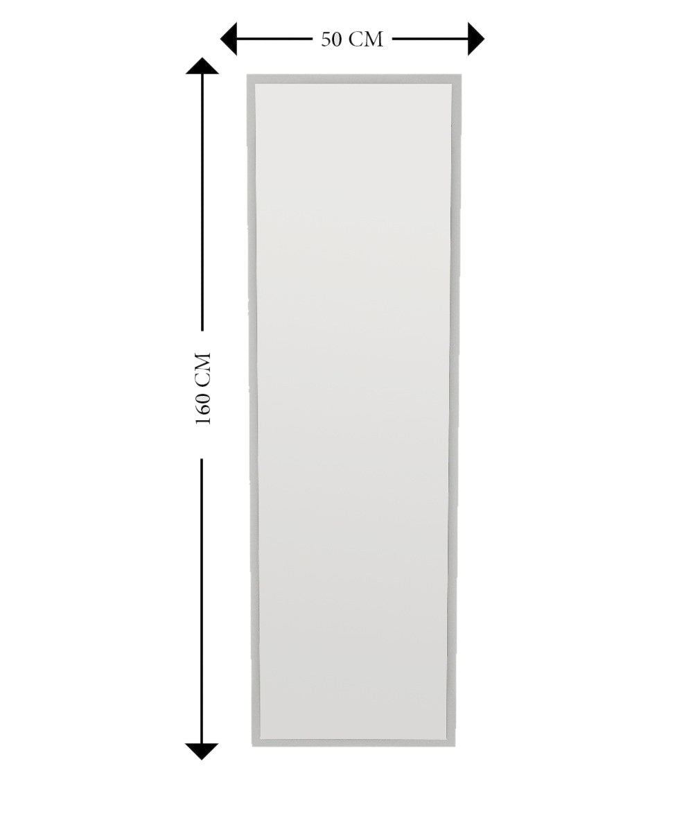 Espelho de chão elegante, 50 cm x 160 cm, 100% MDF, Flotal-E ecológico, montável na parede, design branco elegante para decoração moderna de casa