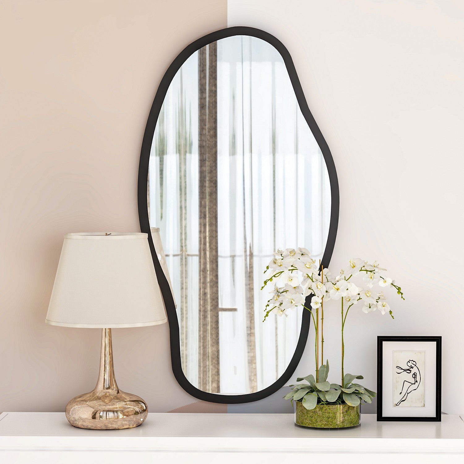 Espelho de parede elegante, 45 x 85 cm, 100% MDF, design ecológico Flotal-E, acabamento transparente elegante | Perfeito para decoração moderna