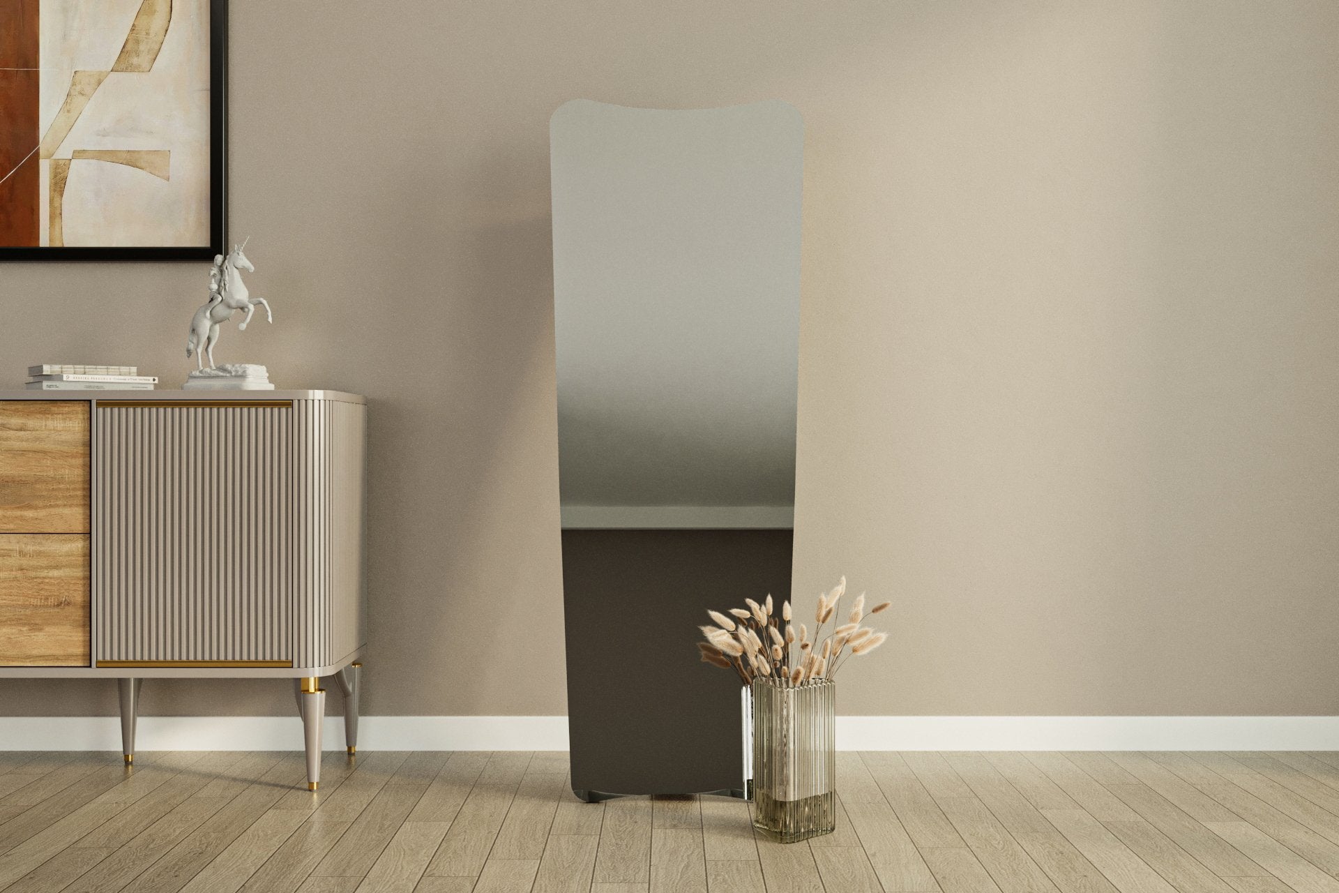 Espelho de parede elegante preto, 55 x 150 x 2,2 cm | 100% MDF, design ecológico Flotal-E | Perfeito para decoração e espaços modernos