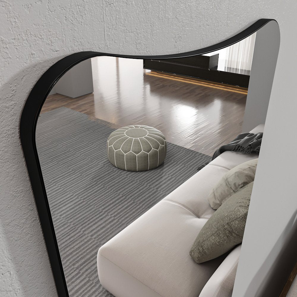 Espelho de parede elegante preto, 55 x 150 x 2,2 cm | 100% MDF, design ecológico Flotal-E | Perfeito para decoração e espaços modernos
