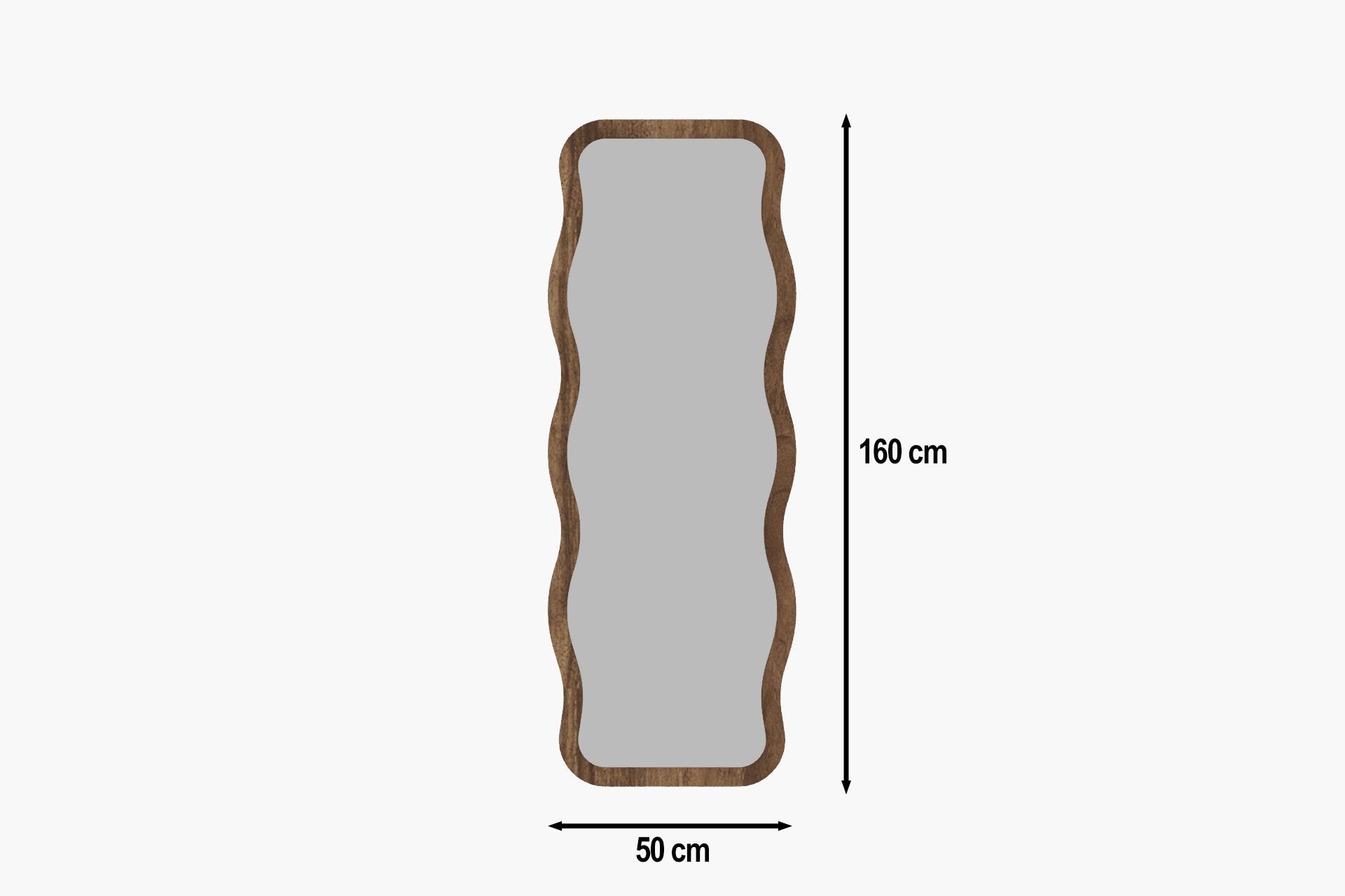 Espelho de parede elegante em nogueira, 50 x 160 x 2,2 cm | 100% MDF, Flotal-E ecológico | Decoração elegante para casa, perfeito para sala de estar e hall de entrada