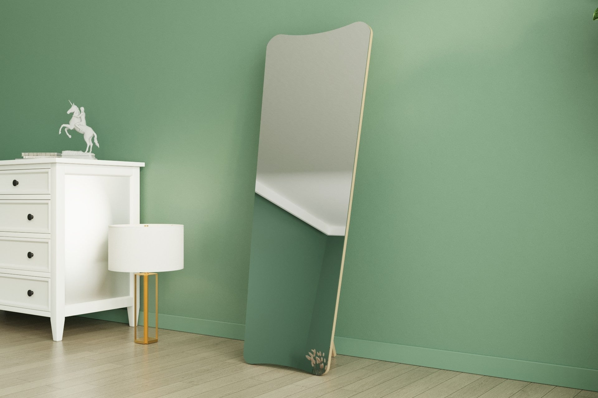 Espelho de parede elegante na cor areia, 55 x 150 x 2,2 cm | 100% MDF, design ecológico Flotal-E | Perfeito para decoração e espaços modernos