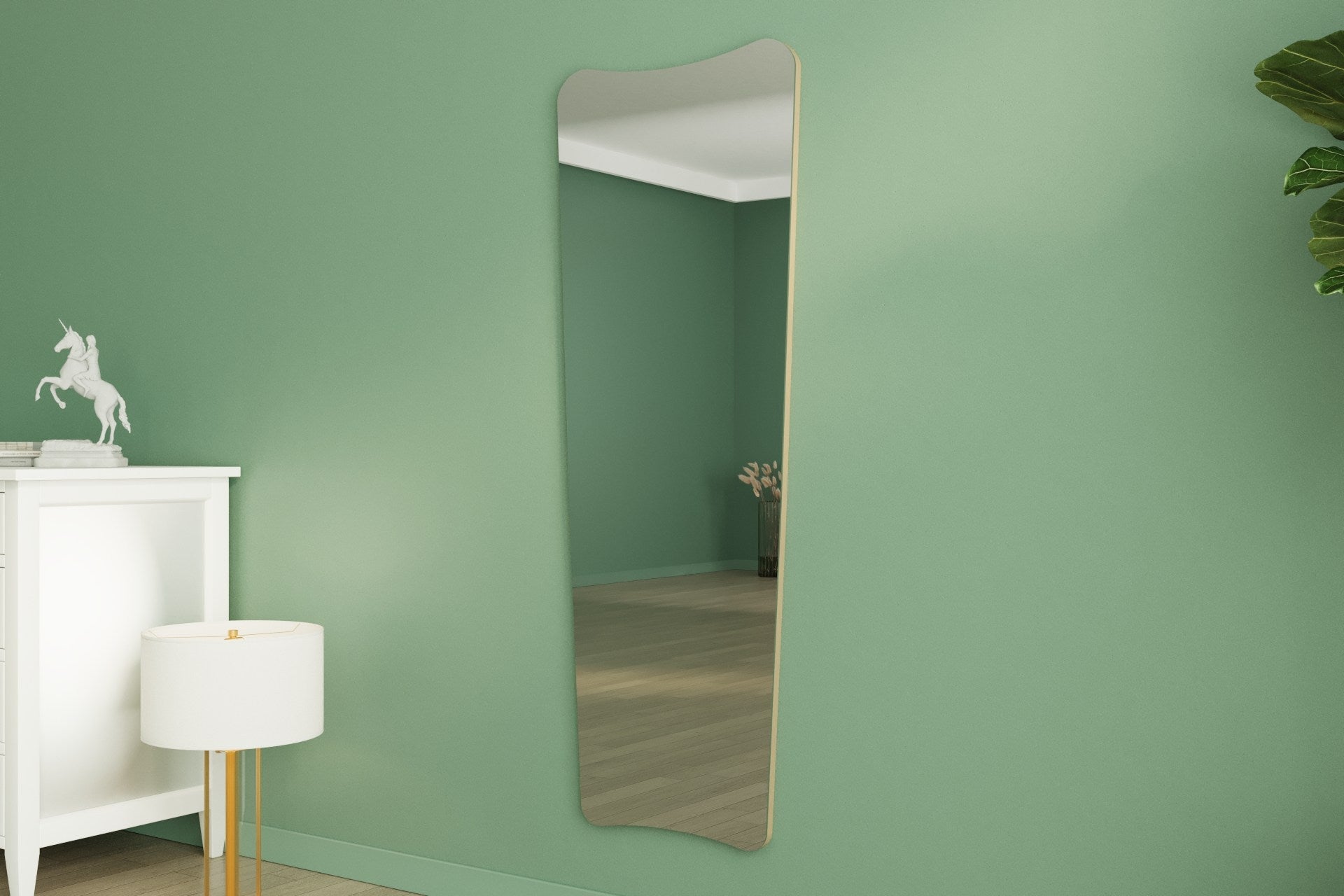 Espelho de parede elegante na cor areia, 55 x 150 x 2,2 cm | 100% MDF, design ecológico Flotal-E | Perfeito para decoração e espaços modernos