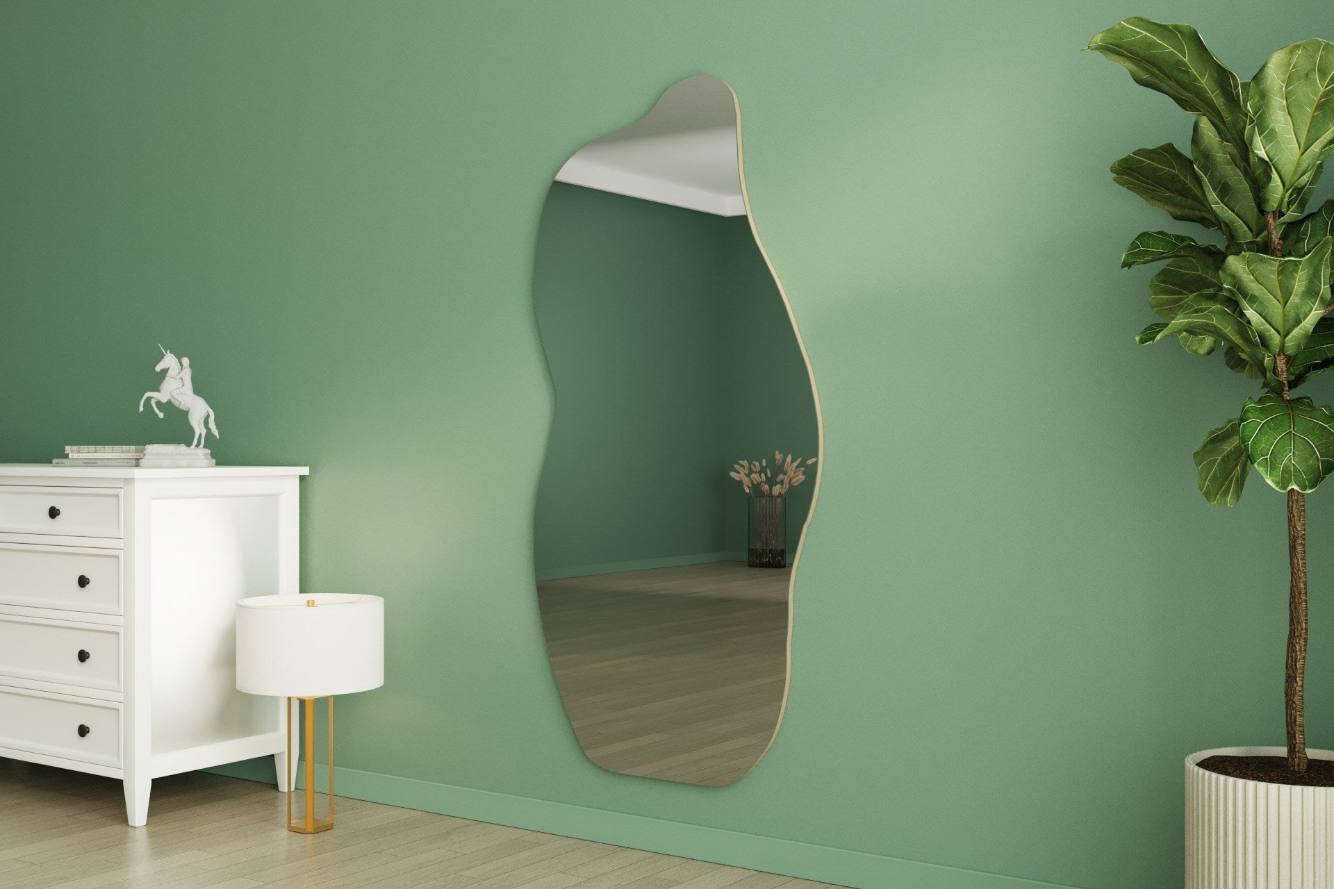 Espelho de parede elegante na cor areia, 70 x 175 x 2,2 cm | 100% MDF, design ecológico Flotal-E | Perfeito para decoração e espaços modernos