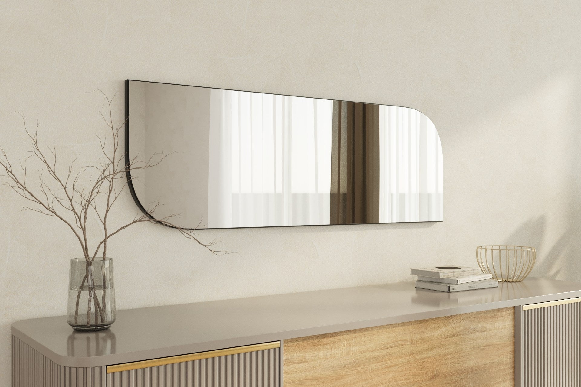 Espelho – 40 cm x 120 cm – Preto – MDF