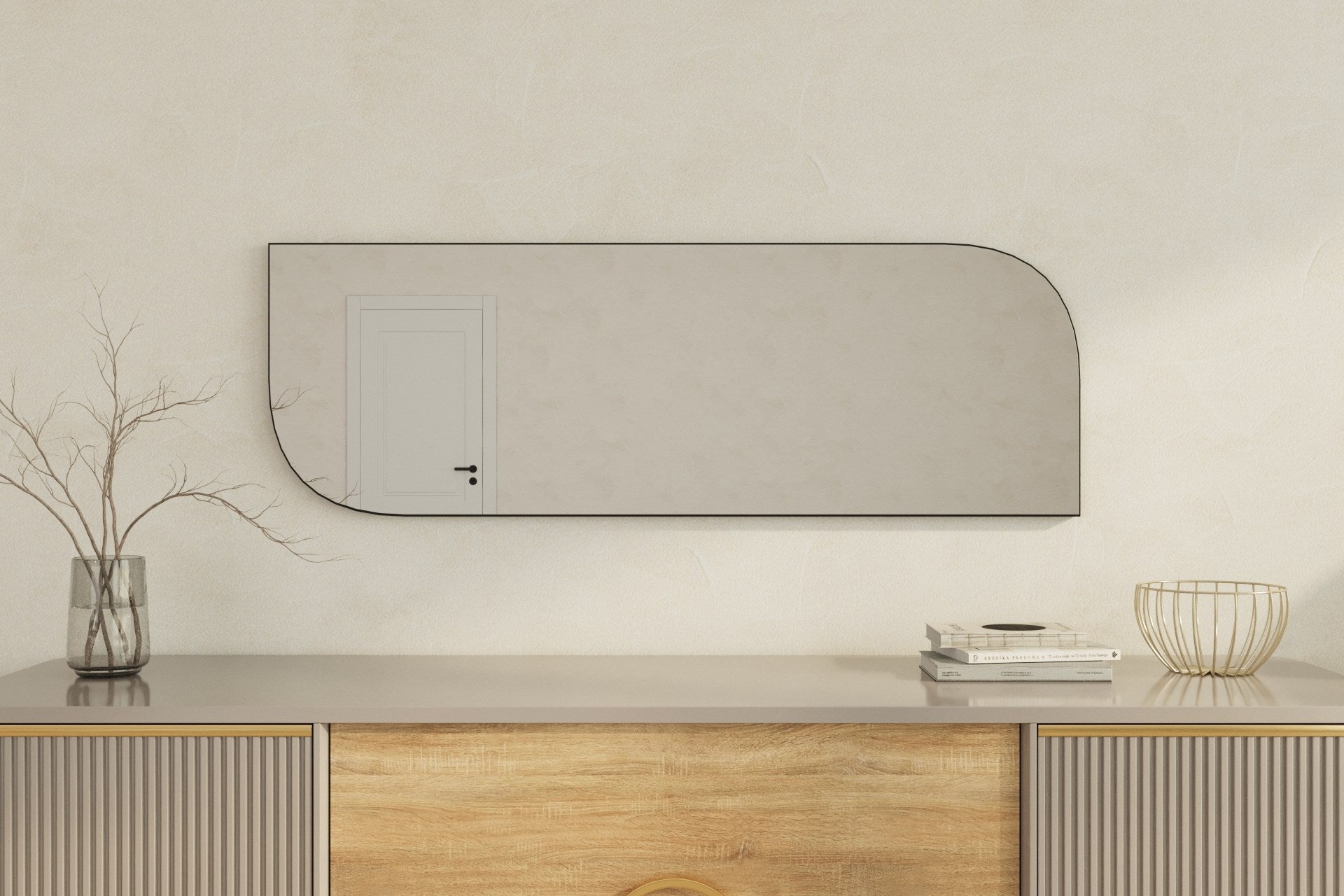 Espelho – 40 cm x 120 cm – Preto – MDF