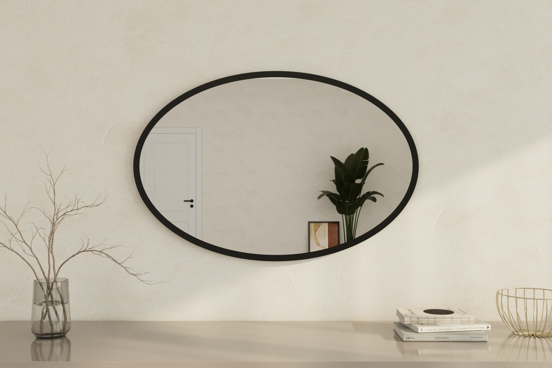 Espelho – 60 cm x 90 cm x 2,2 cm – Preto – MDF