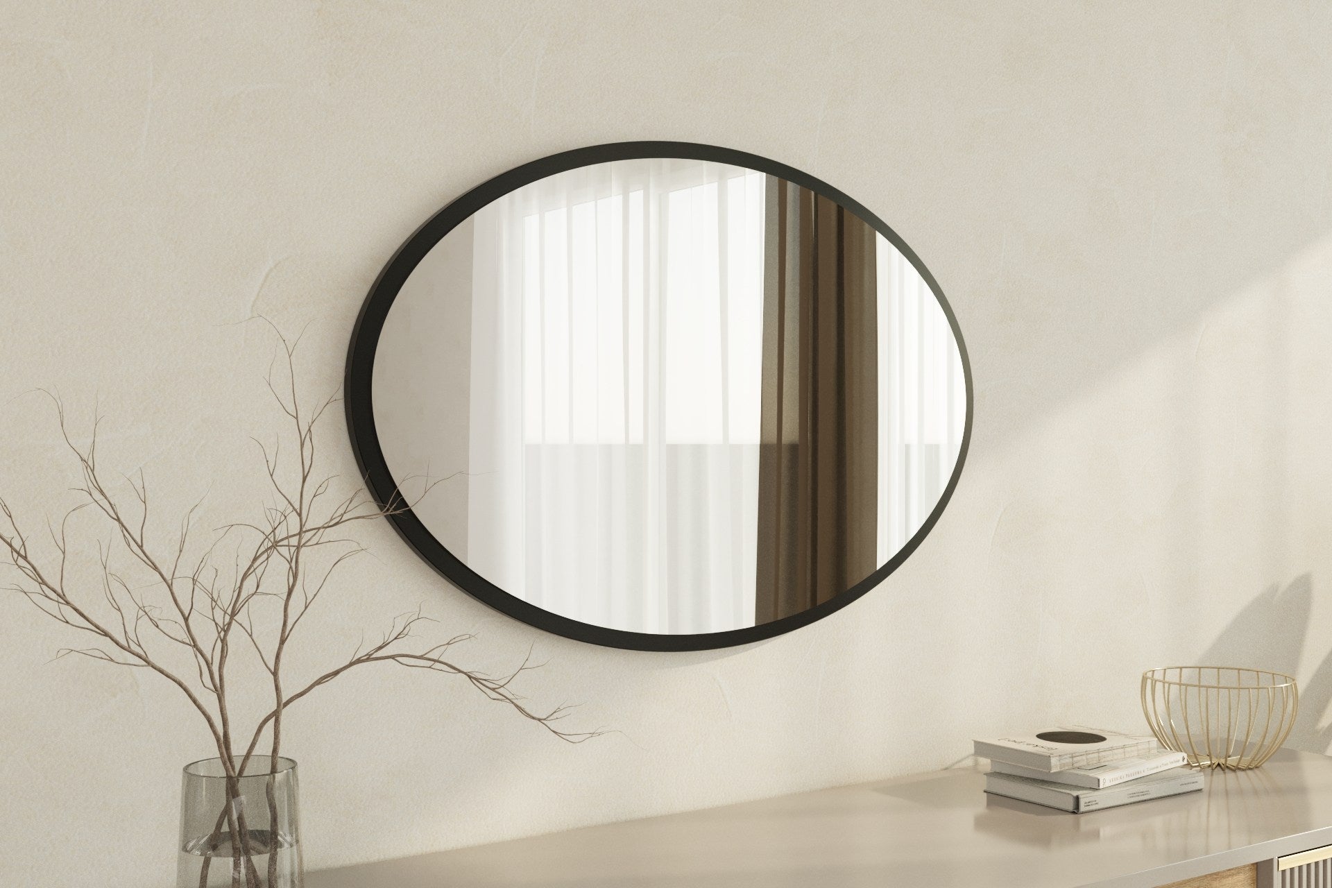 Espelho – 60 cm x 90 cm x 2,2 cm – Preto – MDF