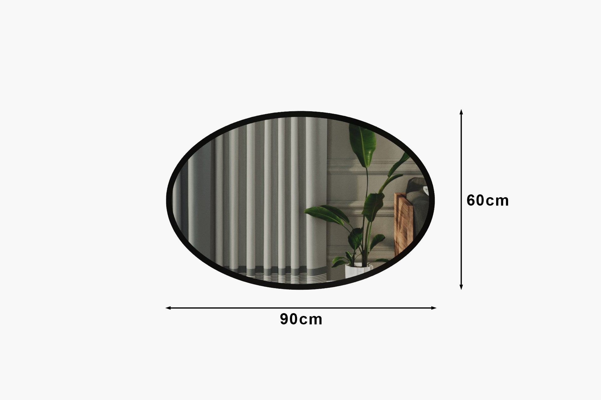 Espelho – 60 cm x 90 cm x 2,2 cm – Preto – MDF