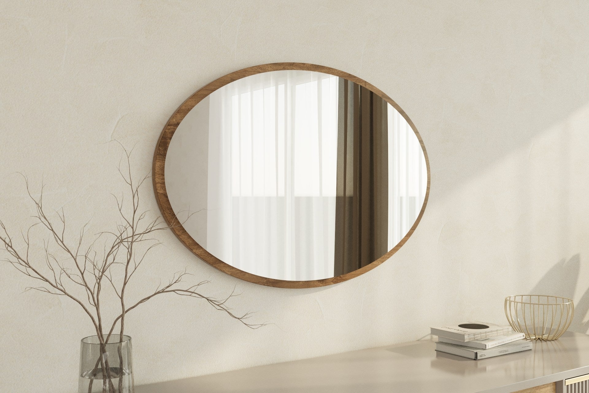 Espelho – 60 cm x 90 cm – Noz – MDF