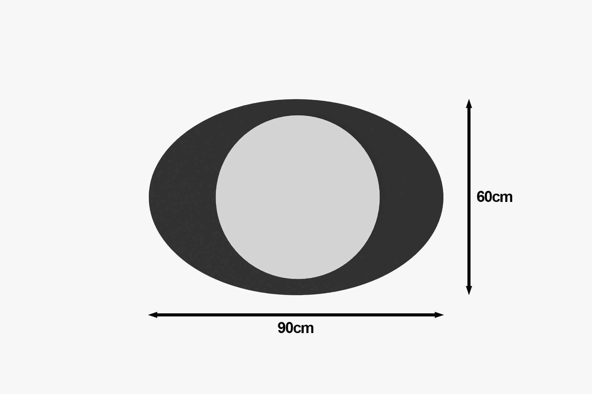 Espelho – 60 cm x 90 cm – Preto – 100% MDF