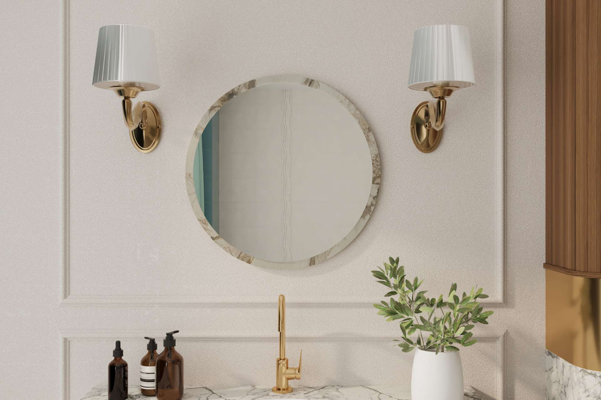 Espelho – 60 cm – Cor Mármore – MDF