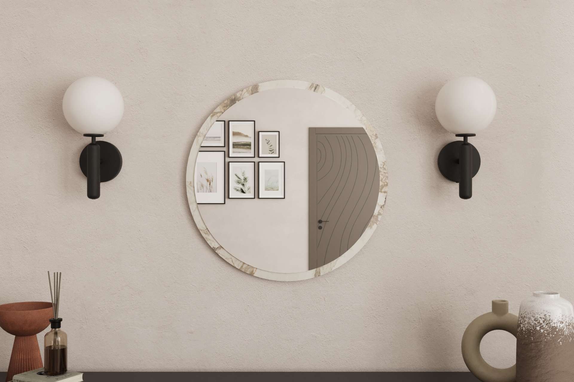 Espelho – 60 cm – Cor Mármore – MDF