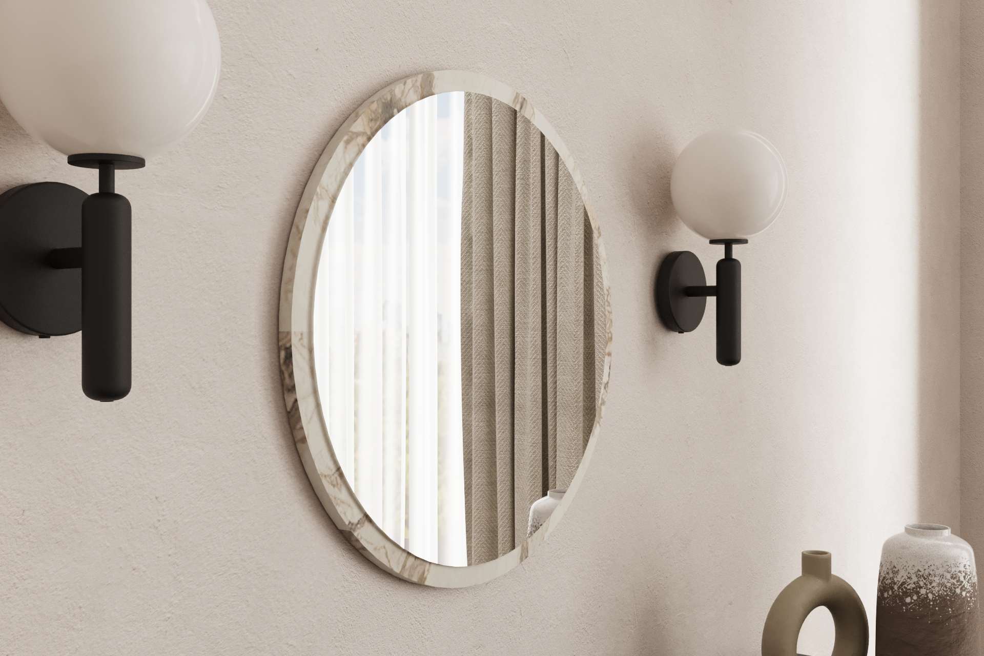 Espelho – 60 cm – Cor Mármore – MDF