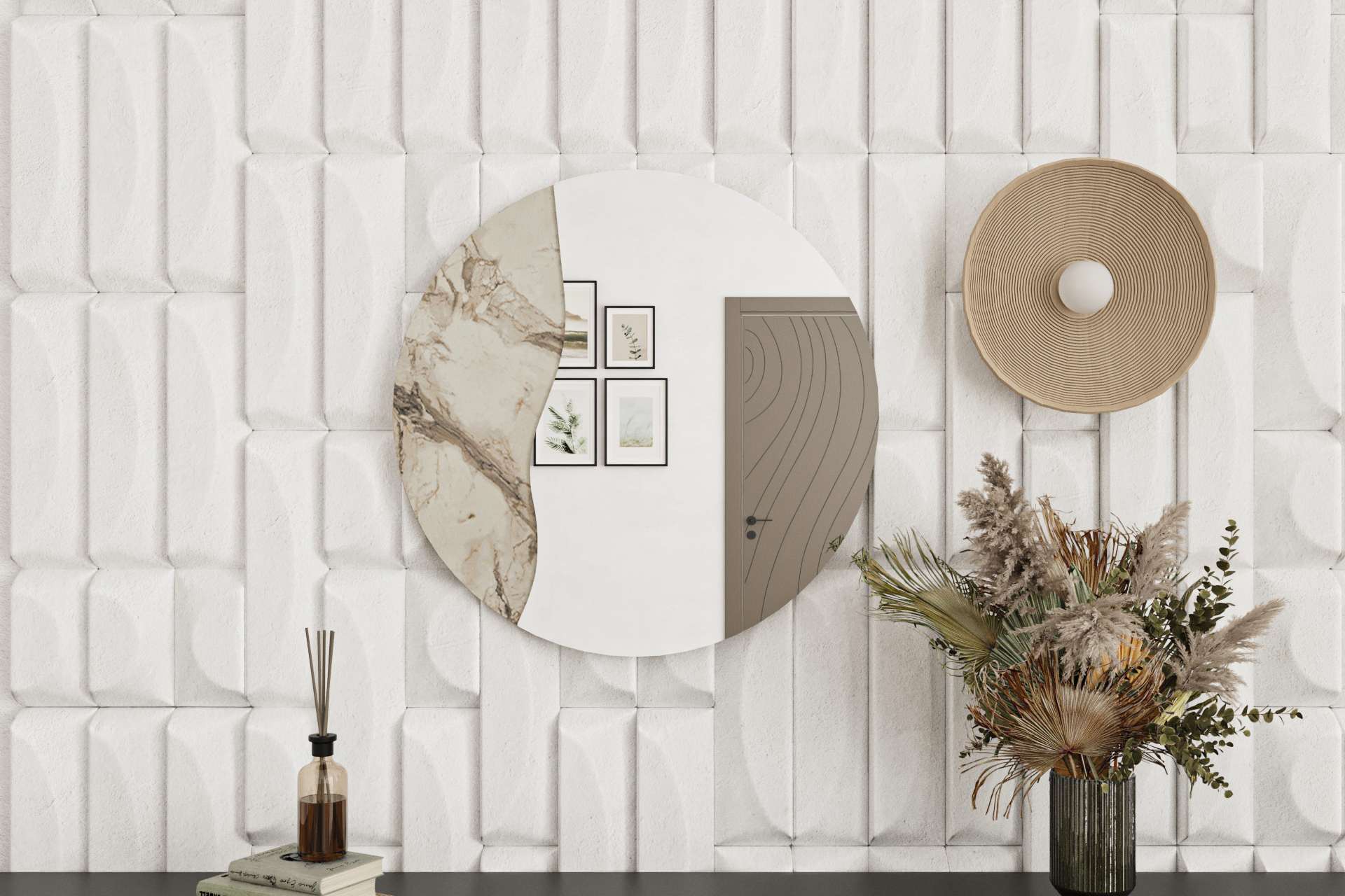 Espelho – 60 cm x 60 cm – Cor Mármore – MDF