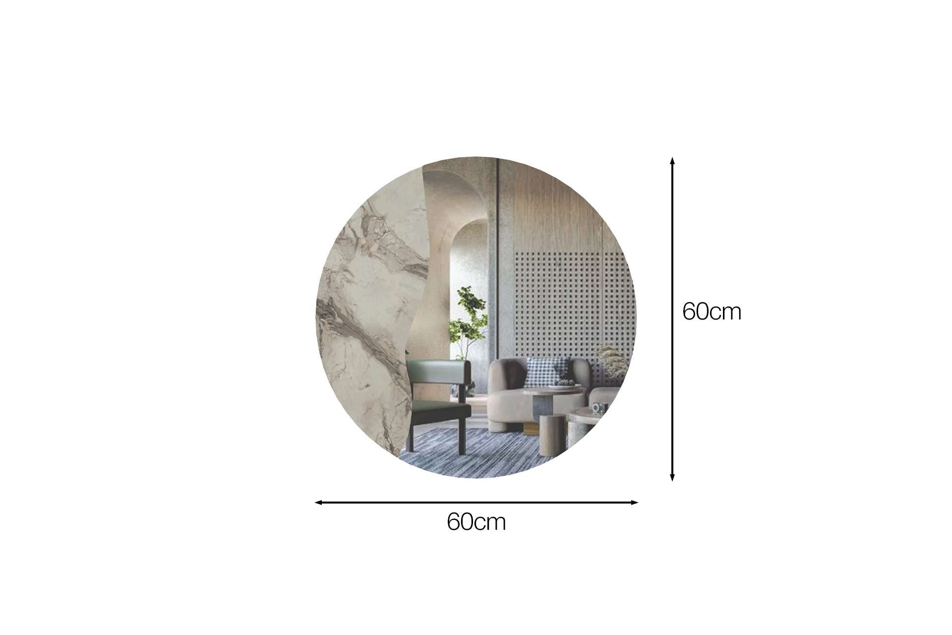 Espelho – 60 cm x 60 cm – Cor Mármore – MDF