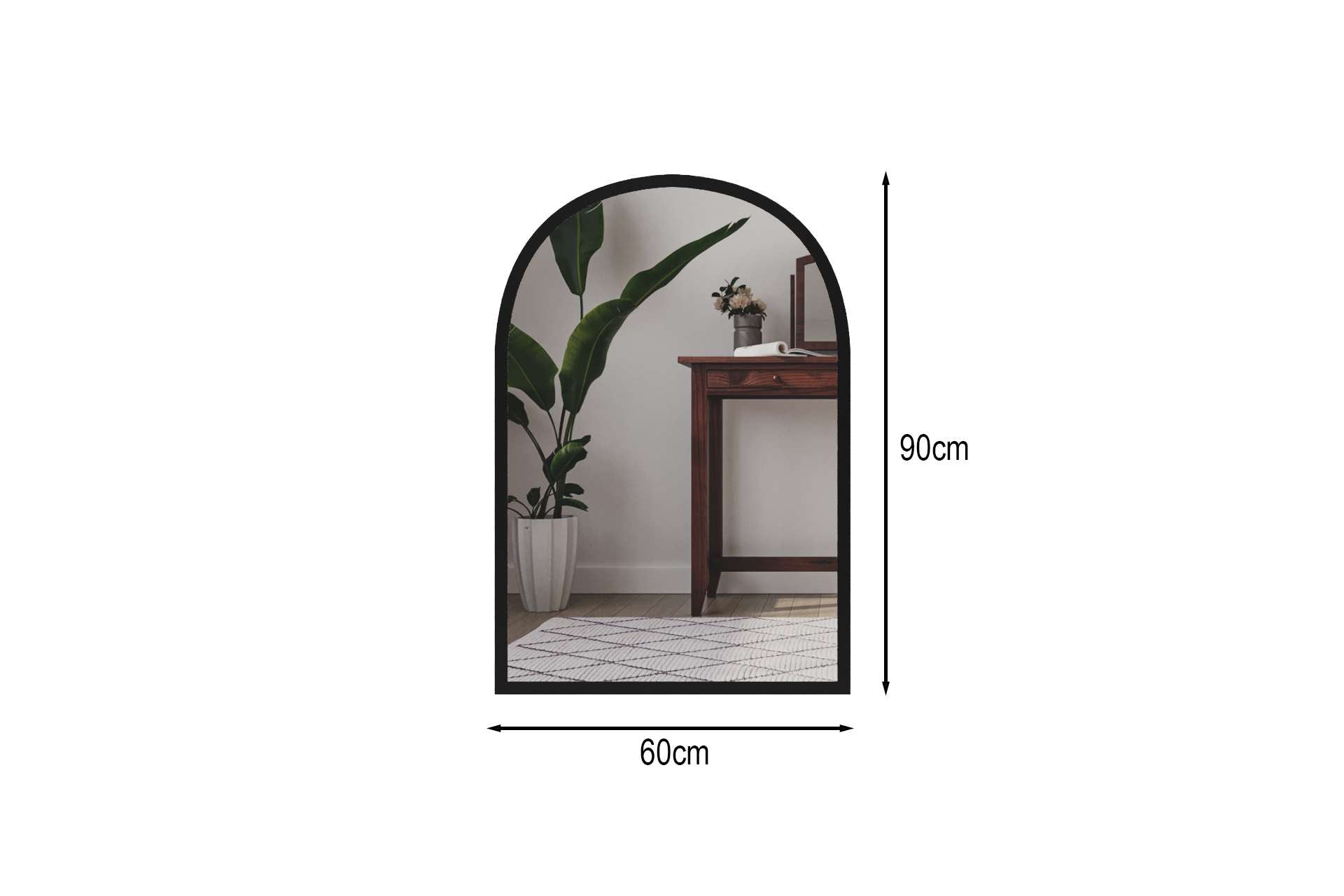 Espelho – 60 cm x 90 cm – Preto – MDF