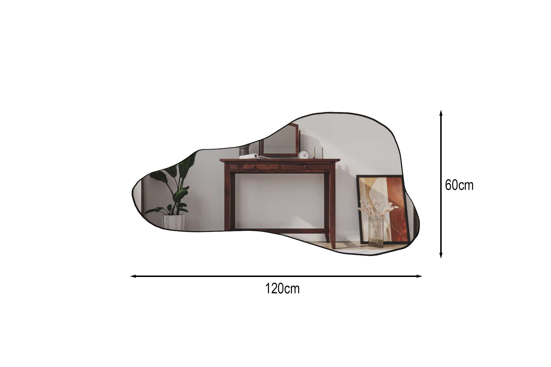 Espelho – 60 cm de largura – 120 cm de altura – 100% MDF – Preto