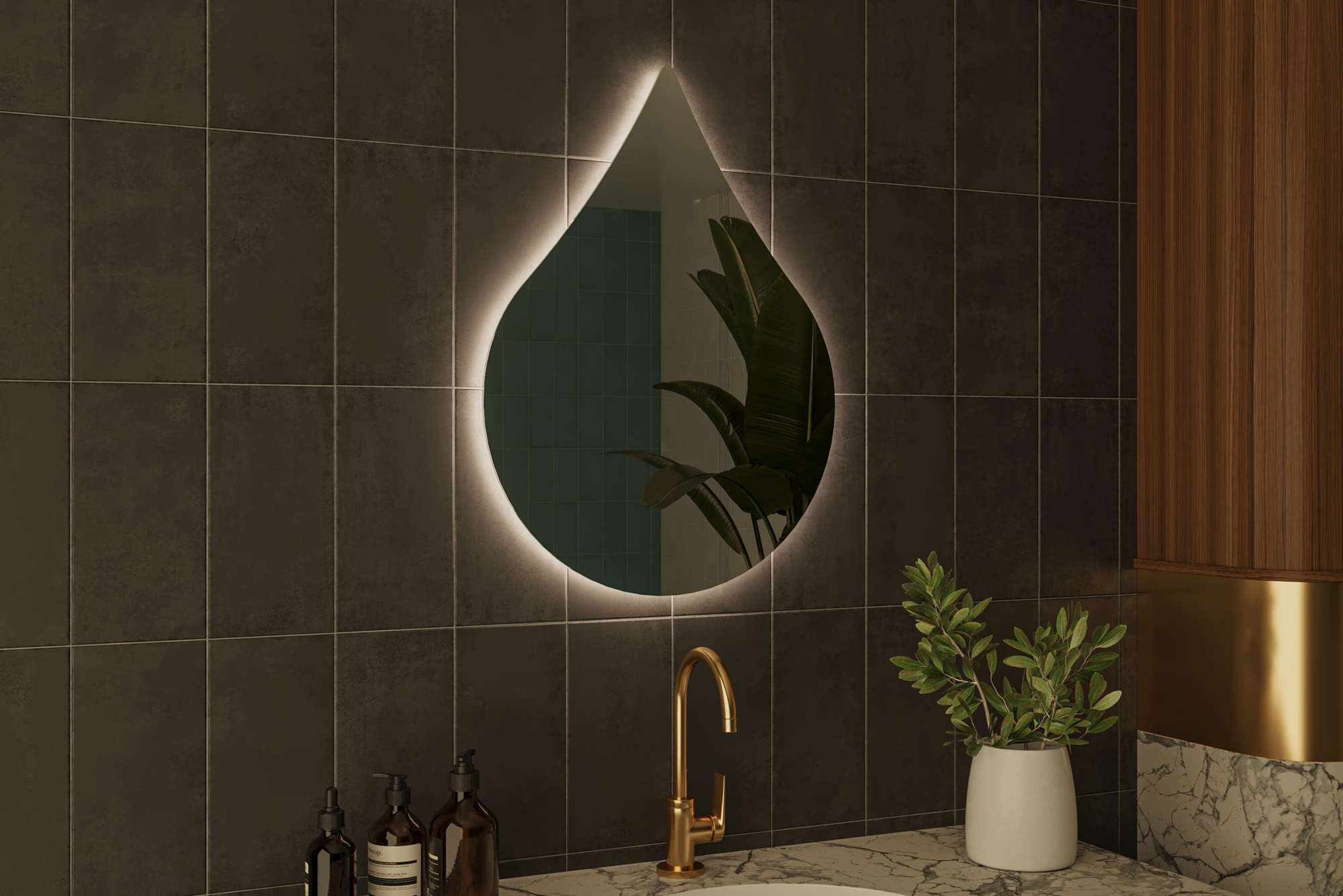 Espelho LED – 50 cm x 70 cm – Branco – MDF