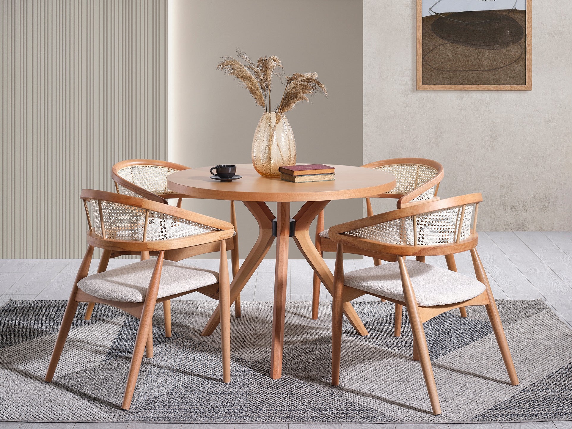 Mesa de jantar – 100 cm x 75 cm x 100 cm – Natural – Madeira de faia