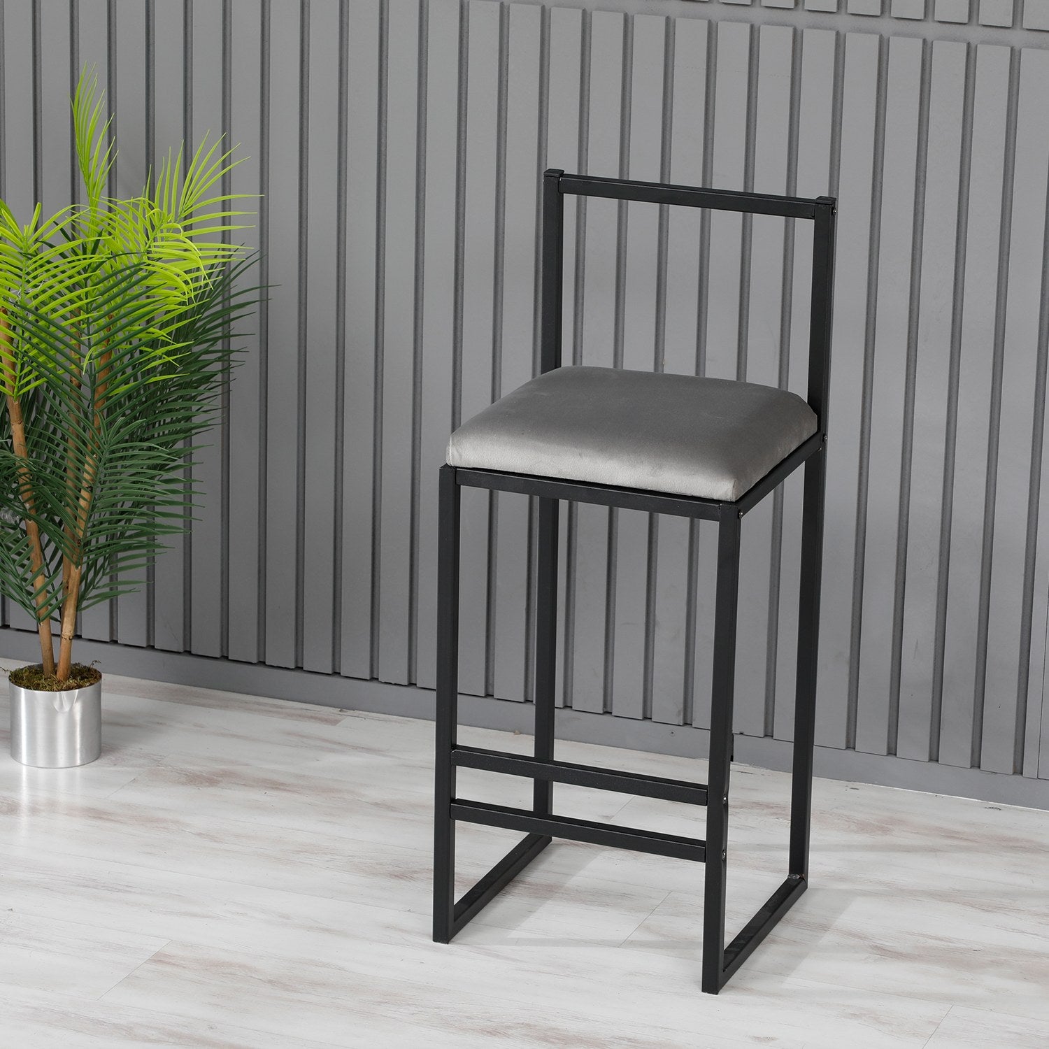 Banco de bar – 35x35x84 cm – cinza – metal