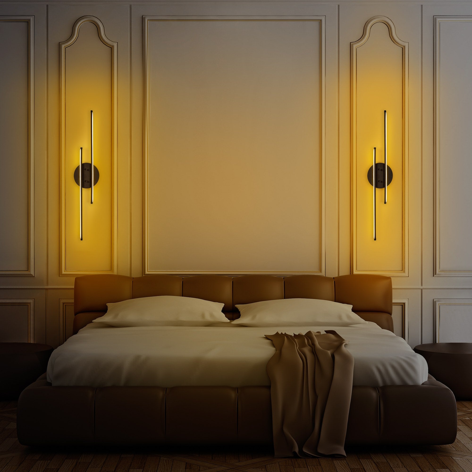 Candeeiro de Parede Preta Elegante, Corpo de Metal, 17 x 86 x 5 cm | LED Integral 16W 3000K | Iluminação Elegante para Decoração Moderna de Casa e Escritório