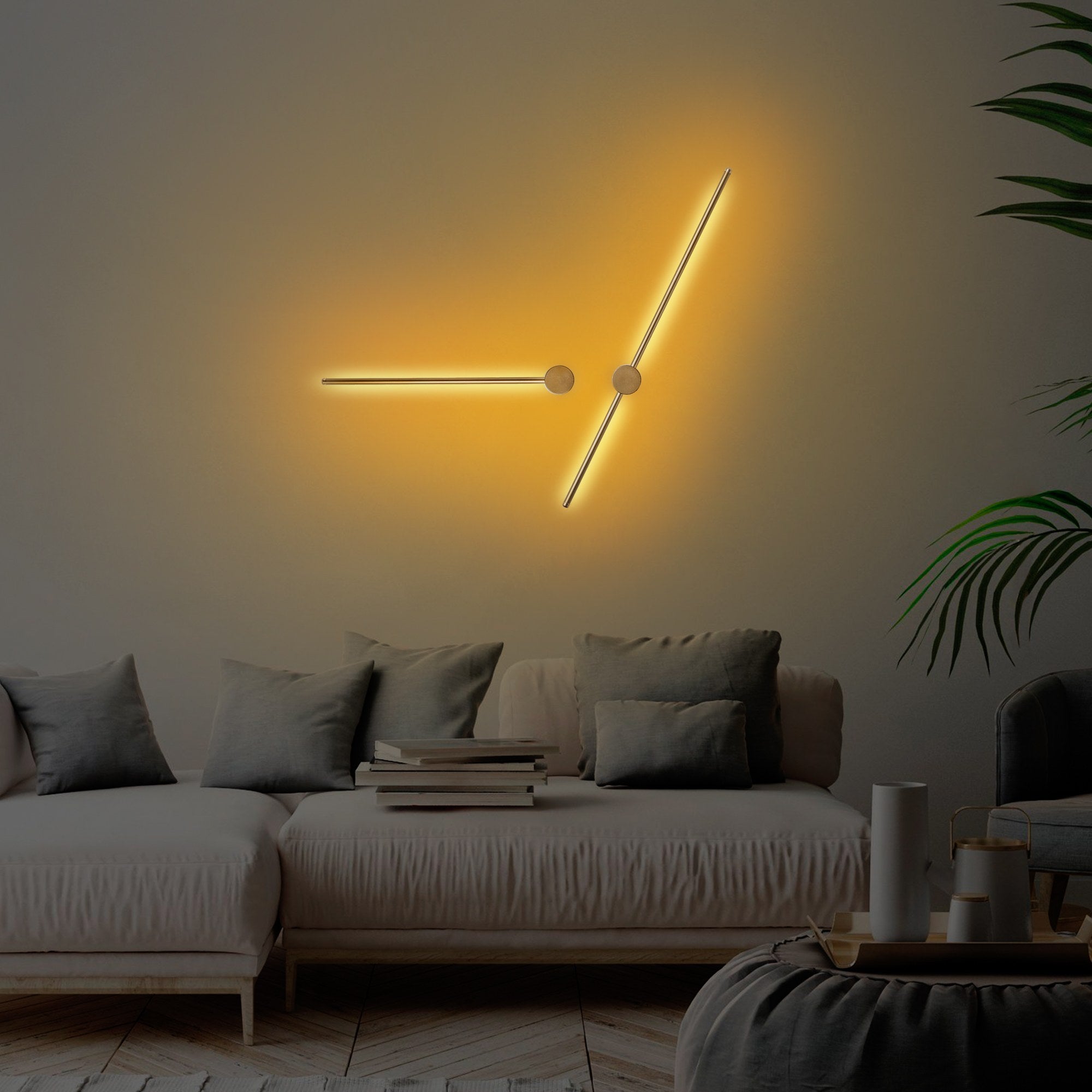 Candeeiro de Parede Elegante Dourada, Corpo em Metal, 91x10x7 cm e 62x10x7 cm | LED 13W e 8W, IP20 | Iluminação Elegante para Decoração e Ambiente Modernos