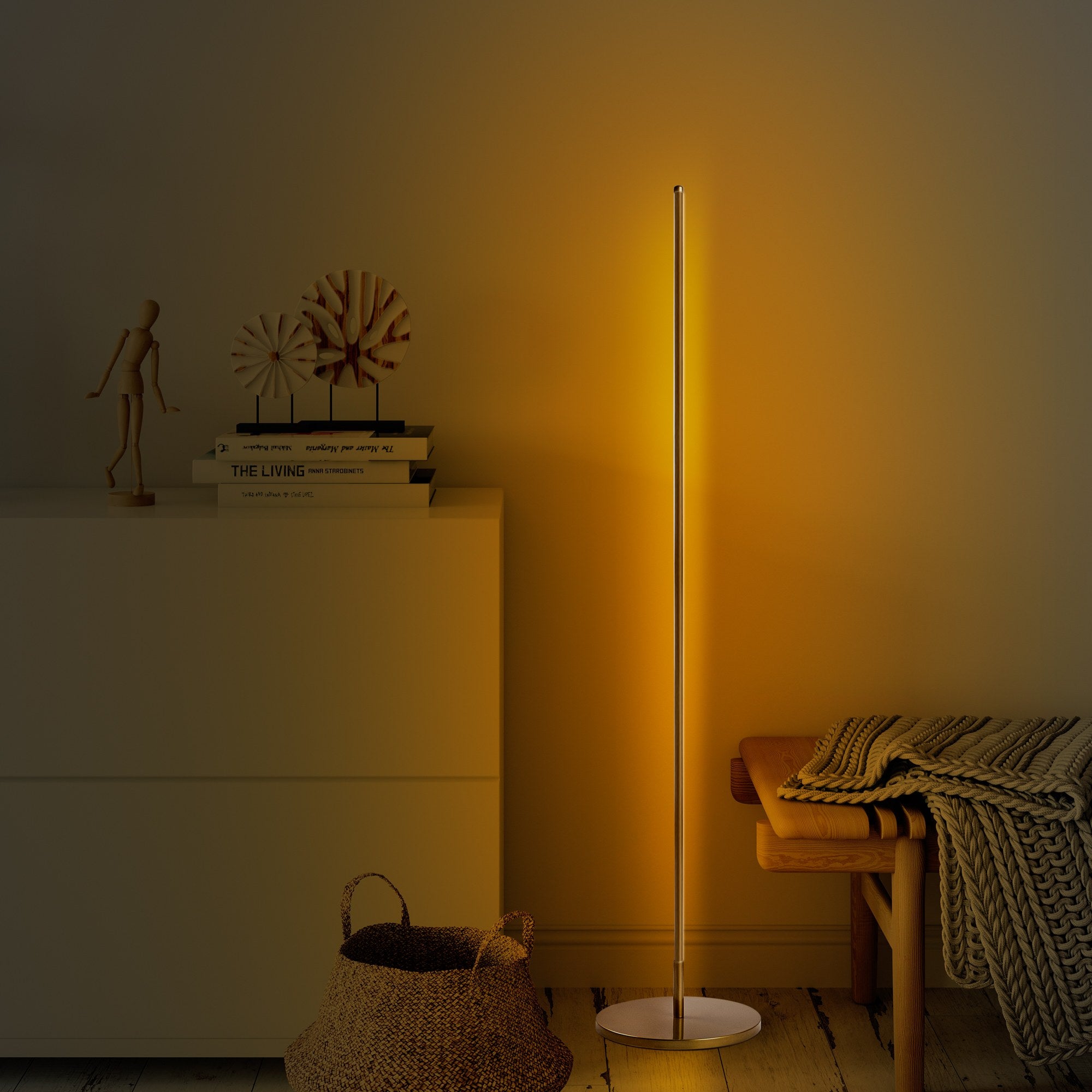Candeeiro de Pé Elegante Dourada, Corpo de Metal, 153 cm de Altura, Base de 30 cm | LED 36W 3000K | Iluminação Elegante para Decoração Moderna de Casa e Escritório