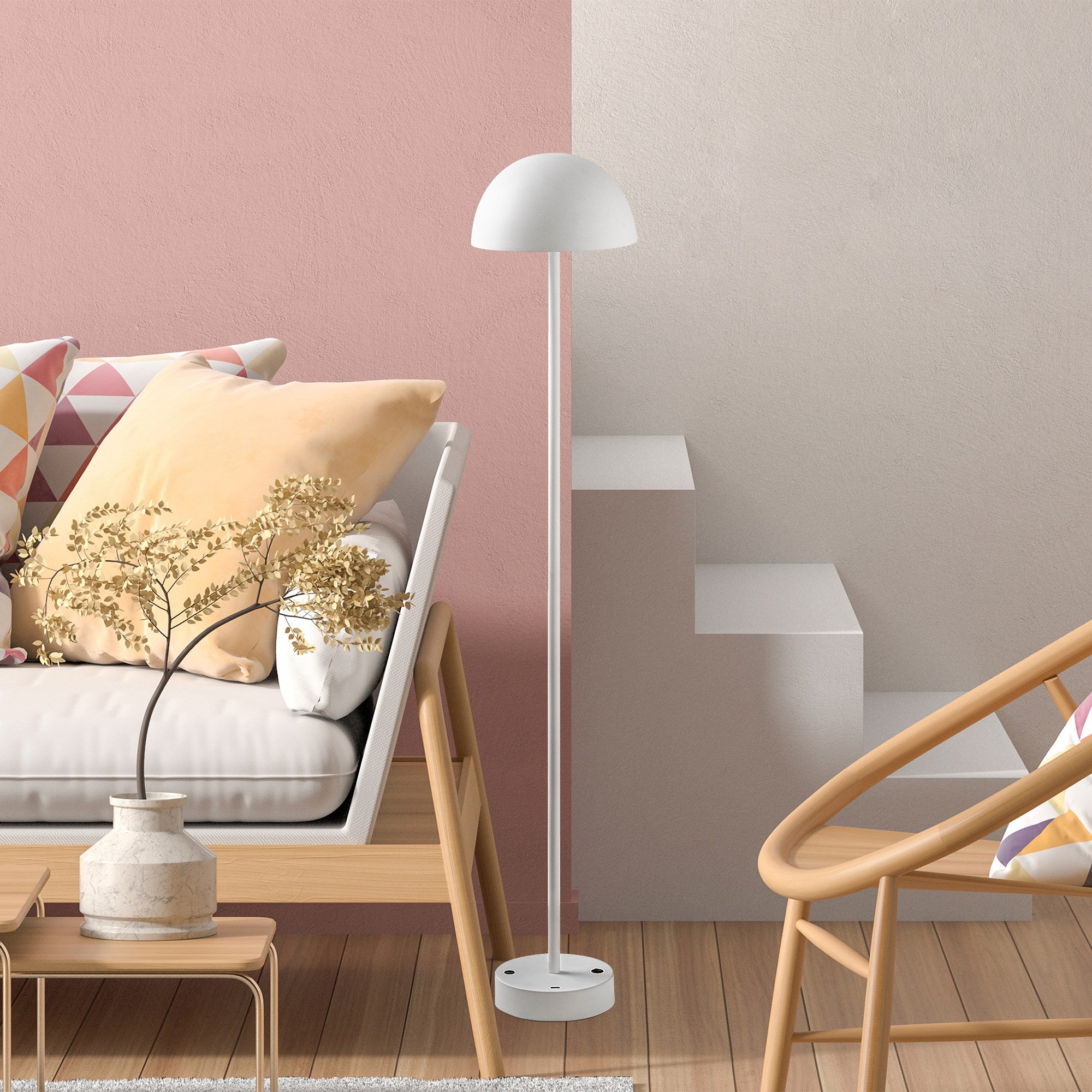 Candeeiro de Pé branca elegante, corpo de metal, 115 cm de altura, 20 cm de diâmetro, 80 CRI, LED de 5 W, bateria com duração de 8 horas, perfeita para decoração e iluminação de casa moderna