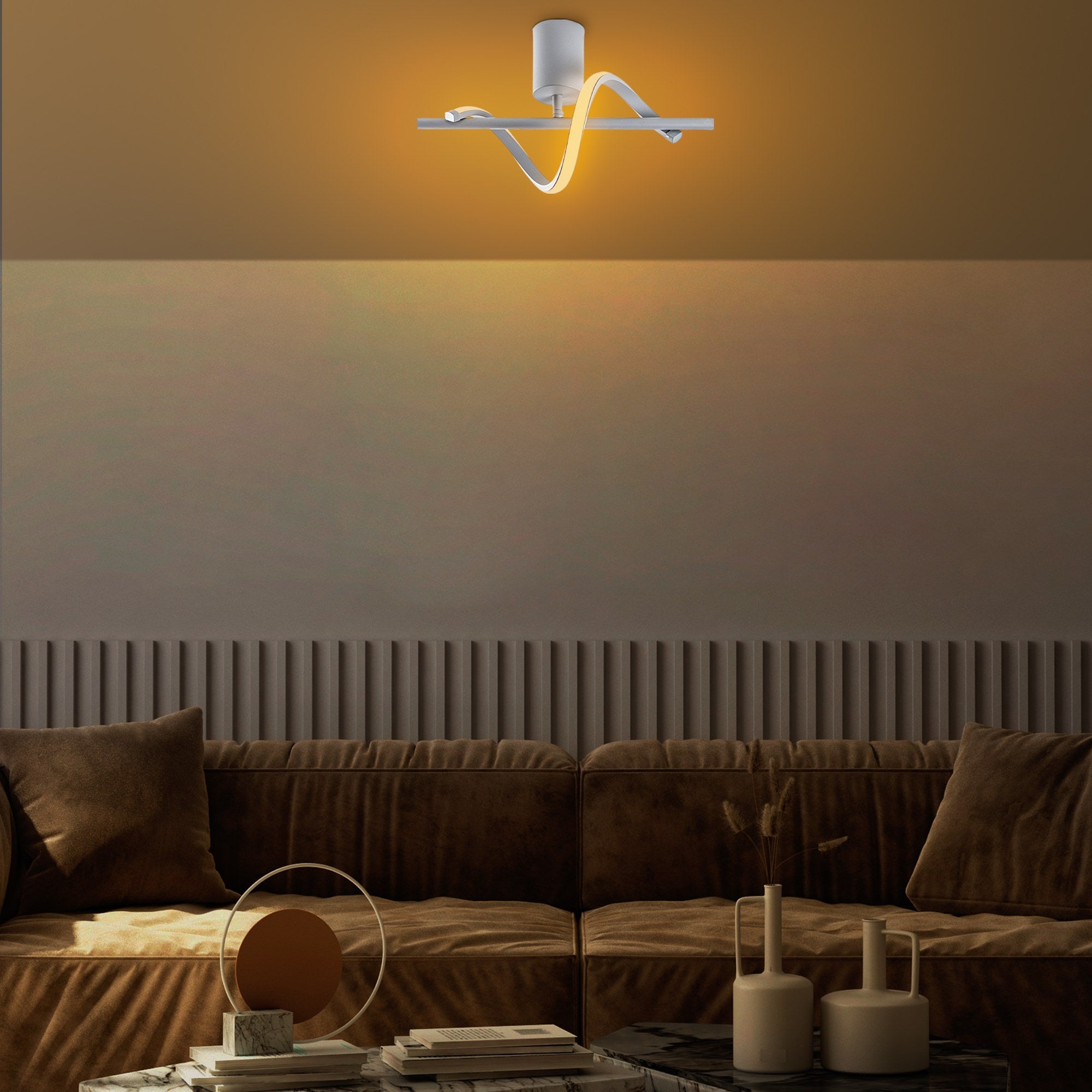 Candeeiro de Teto Cinza Elegante, Corpo em Metal, 41 x 16 x 25 cm | LED SMD 11W 3000K | Iluminação Elegante para Decoração Moderna, Classificação IP20