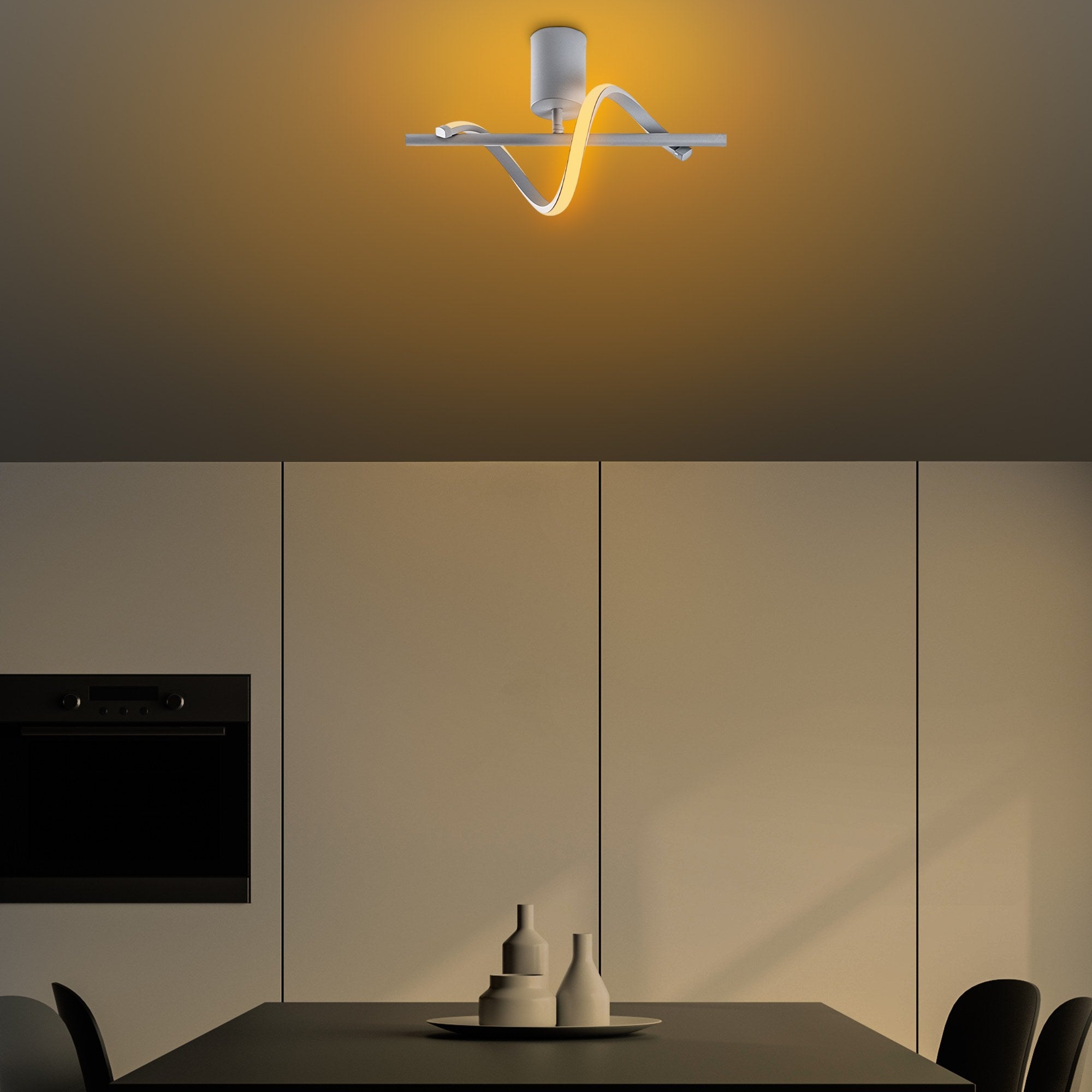 Candeeiro de Teto Cinza Elegante, Corpo em Metal, 41 x 16 x 25 cm | LED SMD 11W 3000K | Iluminação Elegante para Decoração Moderna, Classificação IP20