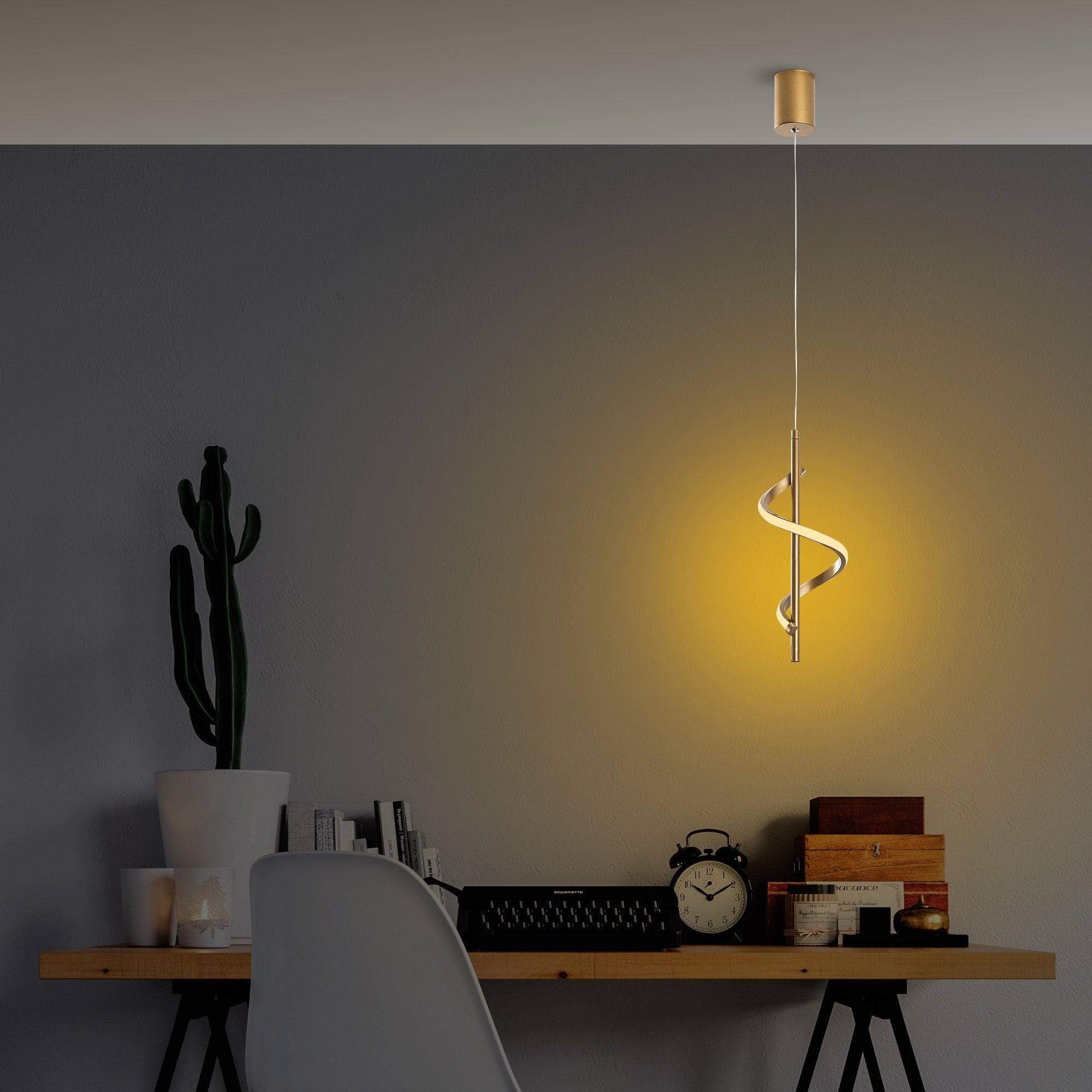 Candeeiro de Teto elegante de ouro, corpo de metal, 16 cm de largura, altura ajustável de 50 a 100 cm, LED 11 W 3000 K, iluminação elegante para decoração moderna de casa e salas de jantar
