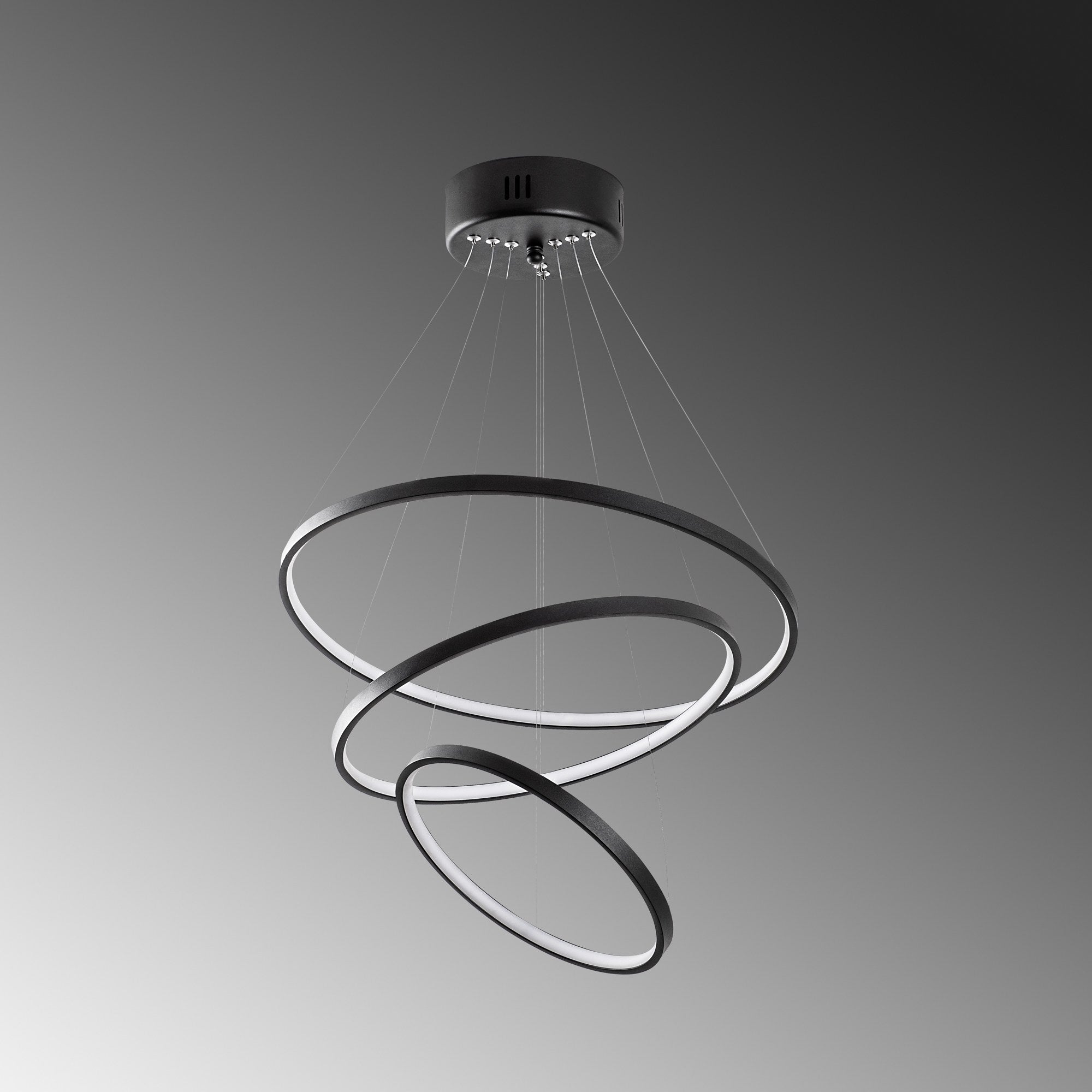 Candeeiro de Teto Preto Elegante, Corpo em Metal, 50 cm de Largura x 80 cm de Altura | LED SMD 28W 3000K | Iluminação Elegante para Decoração e Ambiente Modernos