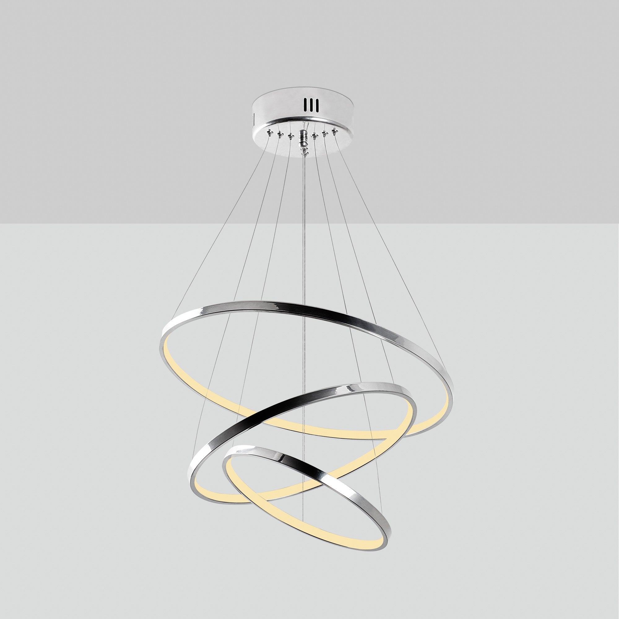 Candeeiro de Teto Cromado Elegante, Corpo em Metal, 50 cm de Largura x 80 cm de Altura | LED SMD 28W 3000K | Iluminação Elegante para Decoração e Ambiente Modernos