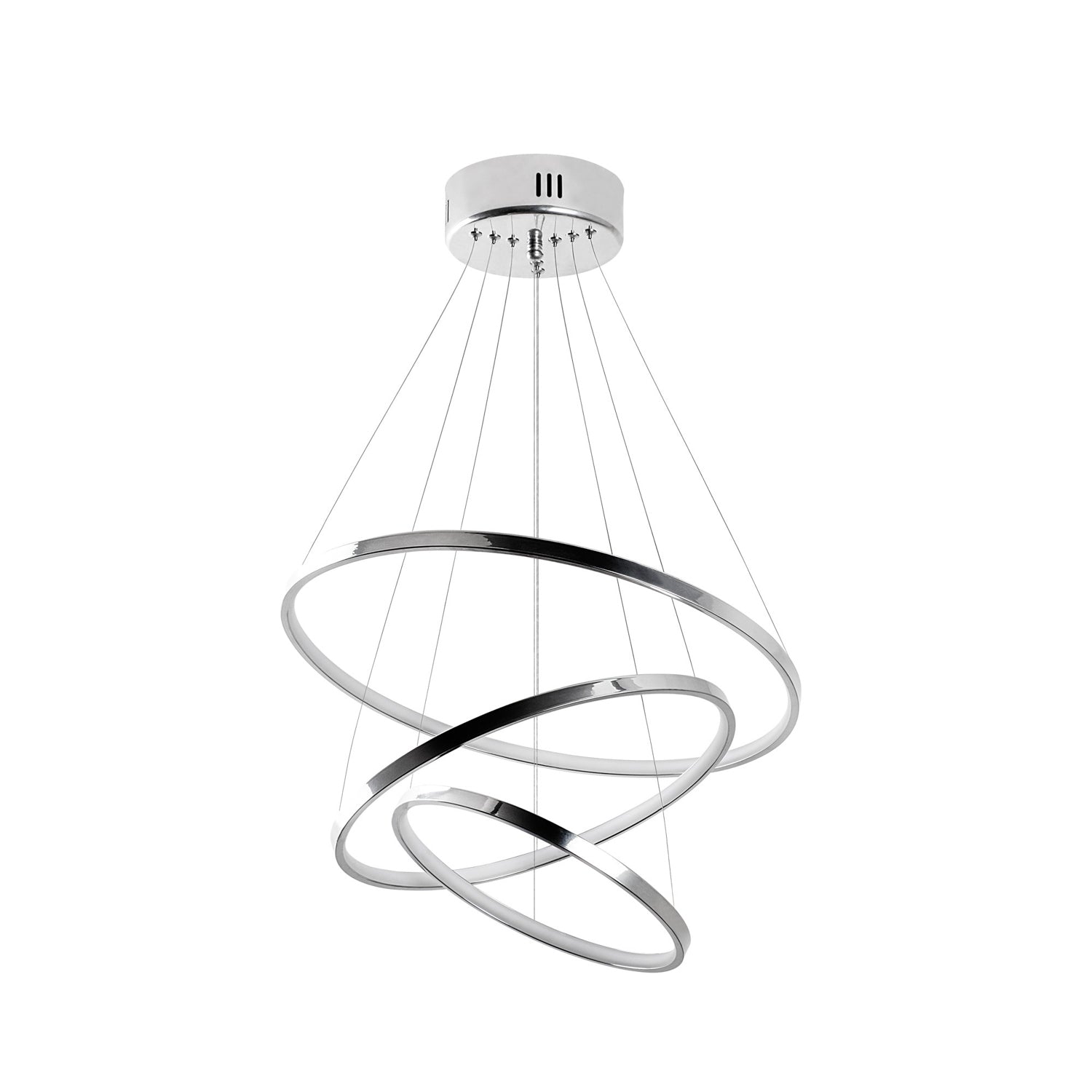Candeeiro de Teto Cromado Elegante, Corpo em Metal, 50 cm de Largura x 80 cm de Altura | LED SMD 28W 3000K | Iluminação Elegante para Decoração e Ambiente Modernos
