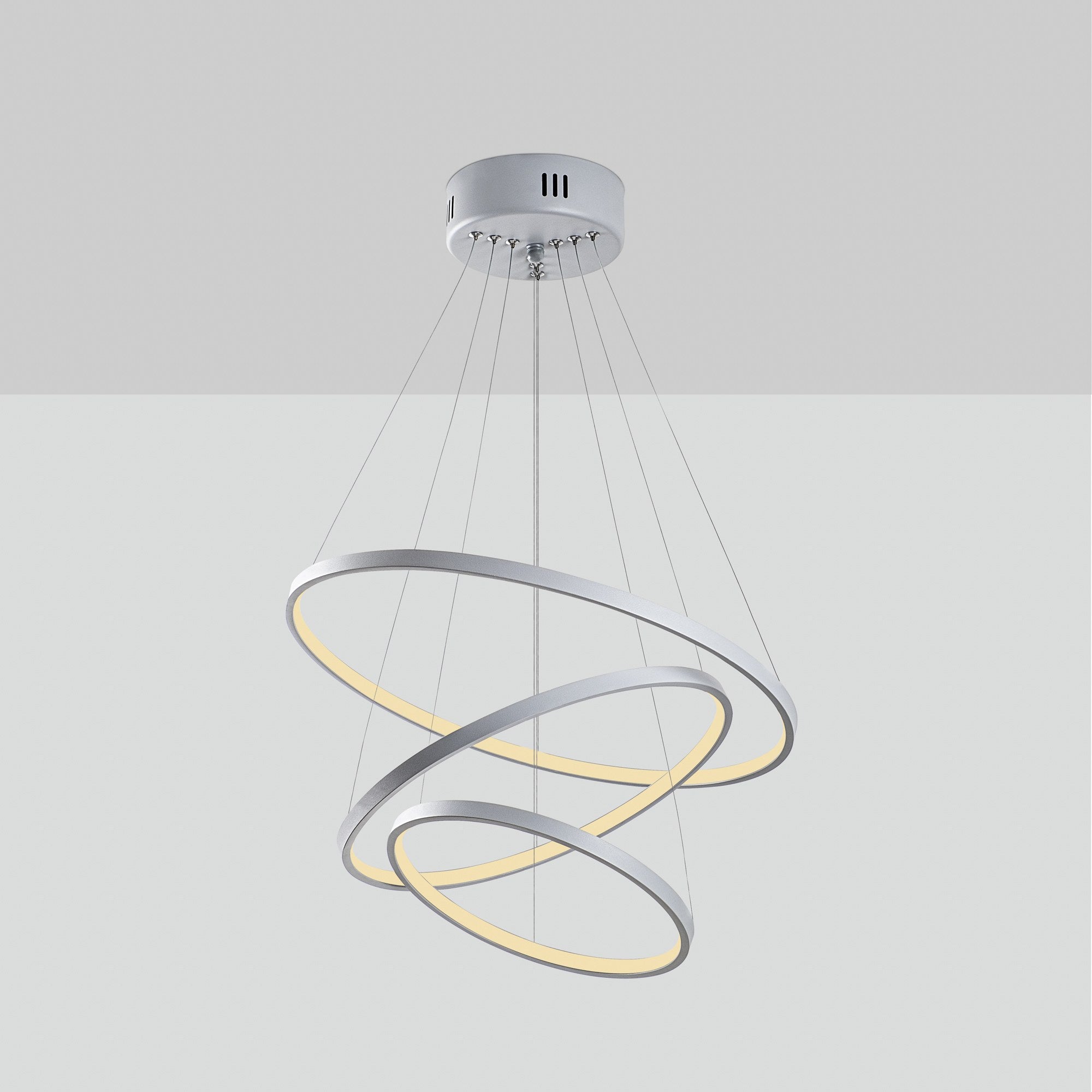 Candeeiro de Teto Cinza Elegante, Corpo de Metal, 50 cm de Largura x 80 cm de Altura | LED SMD 28W 3000K | Iluminação Elegante para Decoração e Ambiente Modernos