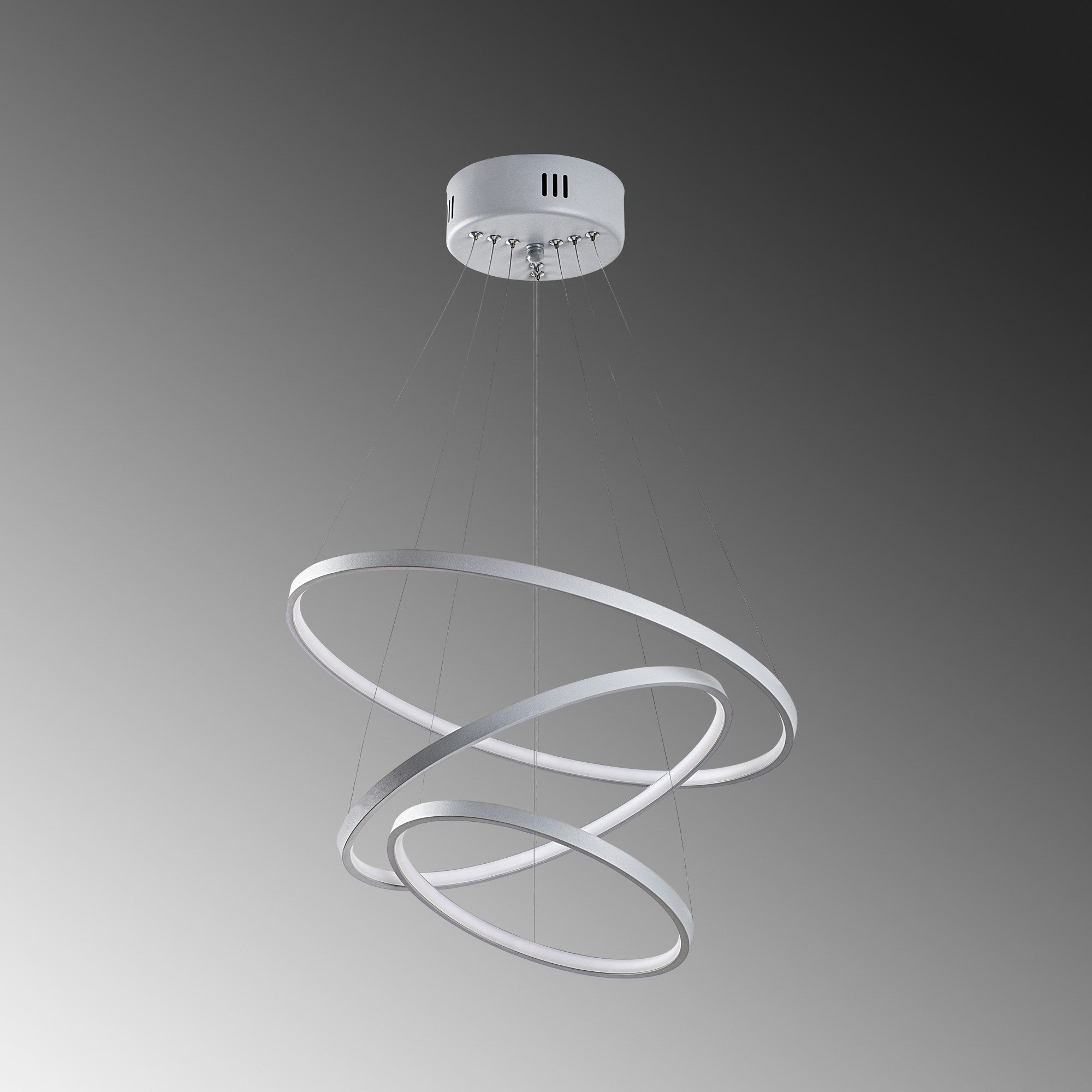 Candeeiro de Teto Cinza Elegante, Corpo de Metal, 50 cm de Largura x 80 cm de Altura | LED SMD 28W 3000K | Iluminação Elegante para Decoração e Ambiente Modernos