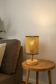 Candeeiro de Mesa – 34 cm – Cor rattan – Madeira